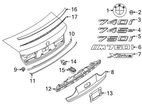 2022 BMW 750i xDrive Exterior Trim - Trunk Diagram