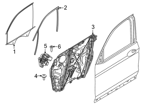 2022 BMW X6 Front Door Glass & Hardware Diagram 1