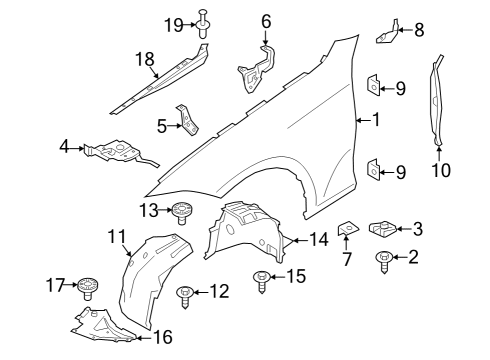 2021 BMW 330i xDrive Fender & Components Diagram