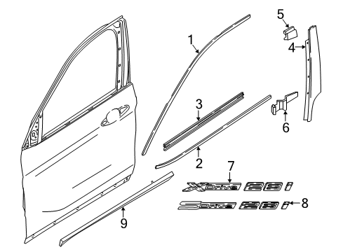 2023 BMW X1 Exterior Trim - Front Door Diagram