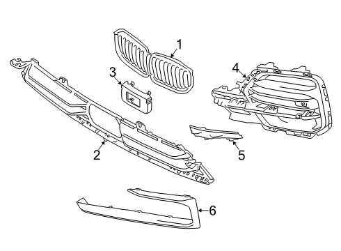 2021 BMW X5 Grille & Components Diagram 3