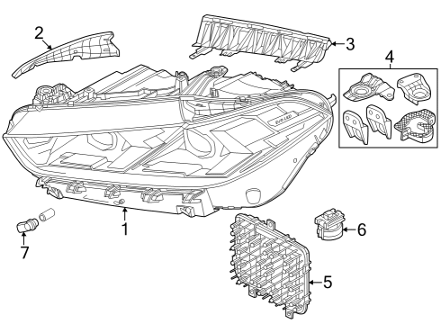 2024 BMW X6 M Headlamp Components Diagram