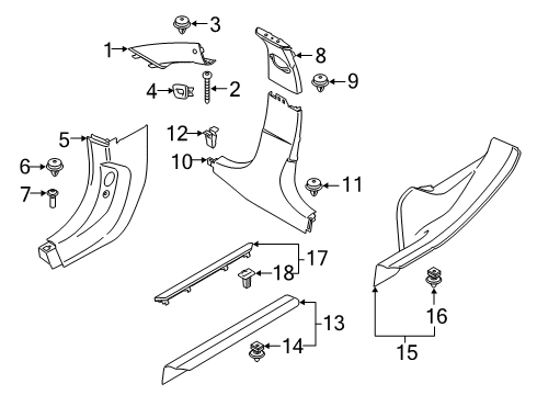 2024 BMW M340i Interior Trim - Pillars Diagram