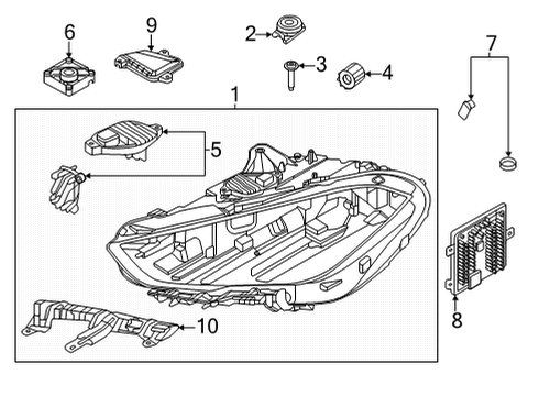 2023 BMW 228i Gran Coupe Headlamp Components Diagram