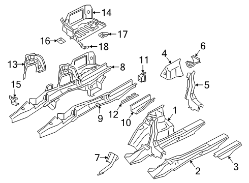 2024 BMW 330e xDrive Rear Floor & Rails Diagram 2