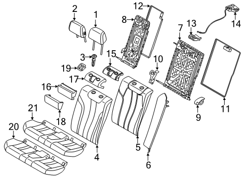 2023 BMW 540i xDrive Rear Seat Components Diagram 2