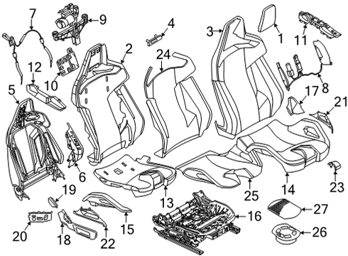 2022 BMW M4 Driver Seat Components Diagram 1