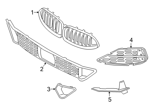 2021 BMW M850i xDrive Grille & Components Diagram