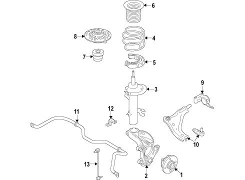 2022 BMW 228i Gran Coupe Front Suspension, Lower Control Arm, Ride Control, Stabilizer Bar, Suspension Components Diagram 1