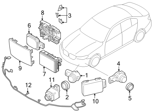 2023 BMW 760i xDrive Electrical Components - Front Bumper Diagram