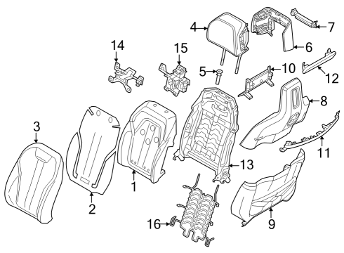 2024 BMW 760i xDrive Passenger Seat Components Diagram 1