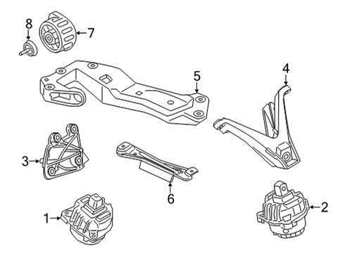 2023 BMW M850i xDrive Gran Coupe Engine & Trans Mounting Diagram