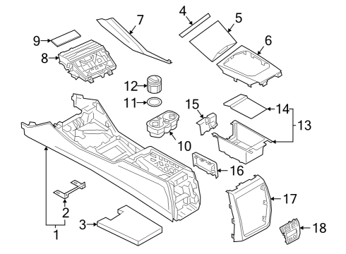 2022 BMW M3 CENTER CONSOLE TRIM CARBON H Diagram for 51168094591