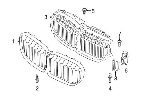 2021 BMW 750i xDrive Grille & Components Diagram 2