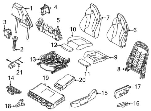 2022 BMW 228i Gran Coupe Passenger Seat Components Diagram 1