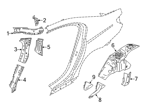 2021 BMW 530e Inner Structure - Quarter Panel Diagram