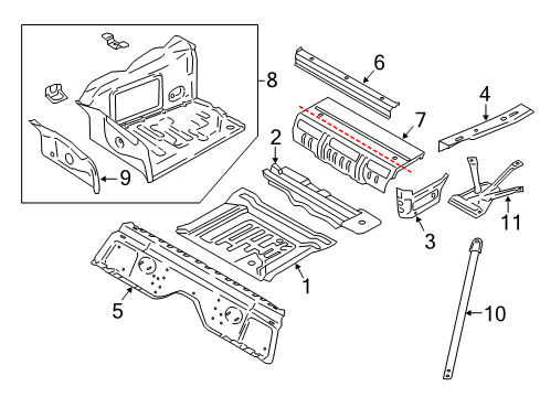 2023 BMW 540i xDrive Rear Floor & Rails Diagram 1