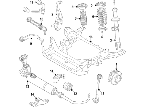 2022 BMW 840i Gran Coupe Front Suspension Components, Lower Control Arm, Upper Control Arm, Ride Control, Stabilizer Bar Diagram 1