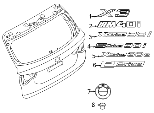 2023 BMW X3 M Exterior Trim - Lift Gate Diagram