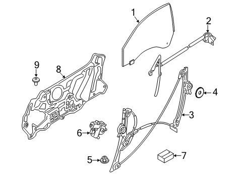 2023 BMW M8 Coupe & Convertible Glass - Door Diagram