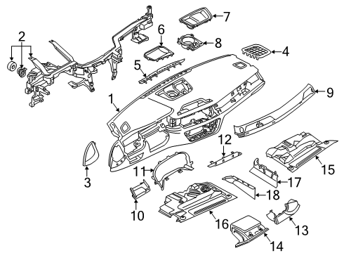 2022 BMW 750i xDrive Instrument Panel Components Diagram