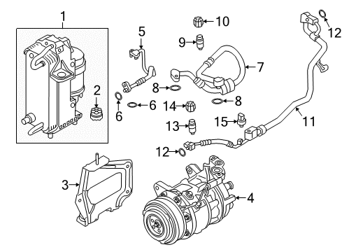 2023 BMW 540i xDrive Condenser, Compressor & Lines Diagram