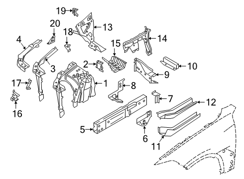 2023 BMW X7 Structural Components & Rails Diagram