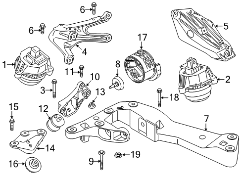 2023 BMW 540i xDrive Engine & Trans Mounting Diagram 1