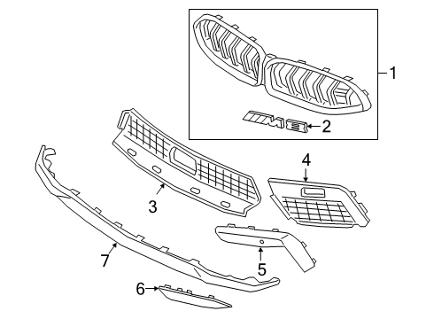 2024 BMW M8 Grille & Components Diagram