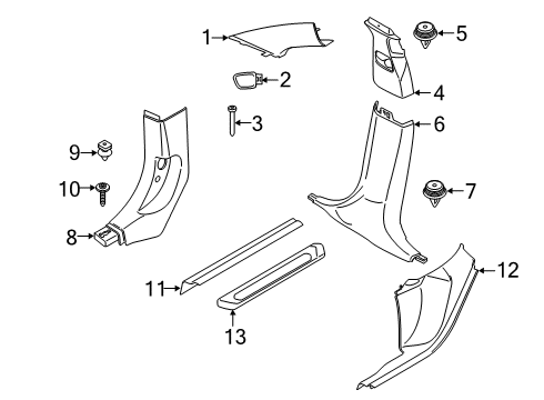 2021 BMW X4 Interior Trim - Pillars Diagram