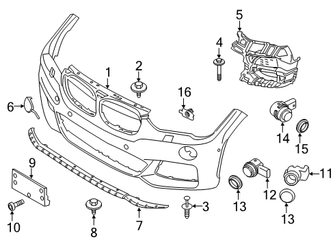 2021 BMW X1 Bumper & Components - Front Diagram 1