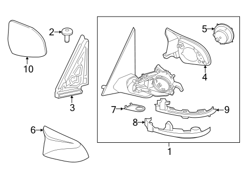 2023 BMW X7 EXTERIOR MIRROR TOP VIEW MEM Diagram for 51168086576