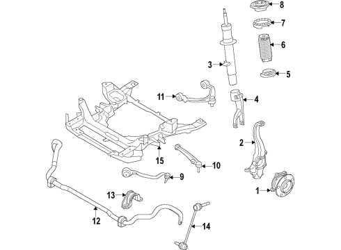 2022 BMW X5 Front Suspension, Lower Control Arm, Upper Control Arm, Ride Control, Stabilizer Bar, Suspension Components Diagram 7