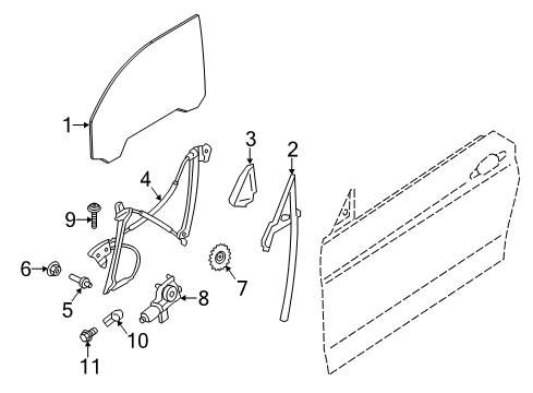 2021 BMW 230i Front Door Glass & Hardware Diagram 1