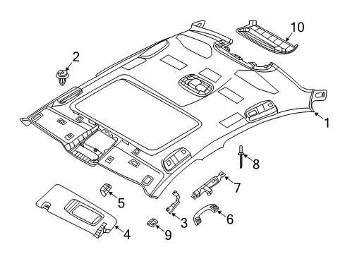 2021 BMW 530i Interior Trim - Roof Diagram