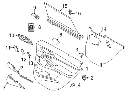 2024 BMW X5 M REAR DOOR TRIM PANEL LEFT Diagram for 51425A61F83