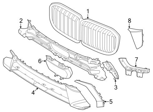 2024 BMW X7 Grille & Components Diagram 1