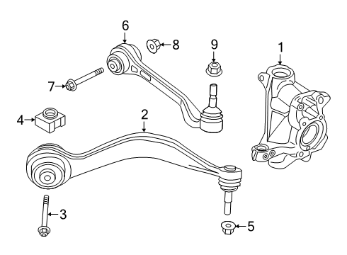 2021 BMW M340i xDrive Front Suspension Components, Lower Control Arm, Ride Control, Stabilizer Bar Diagram 1