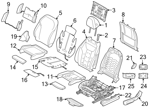 2022 BMW 330e Passenger Seat Components Diagram