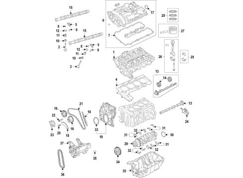 2022 BMW 530e Engine Parts, Mounts, Cylinder Head & Valves, Camshaft & Timing, Variable Valve Timing, Oil Pan, Oil Pump, Adapter Housing, Balance Shafts, Crankshaft & Bearings, Pistons, Rings & Bearings Diagram 2