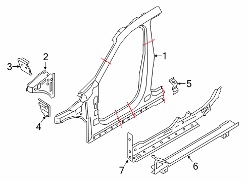 2023 BMW X2 Hinge Pillar, Rocker Diagram