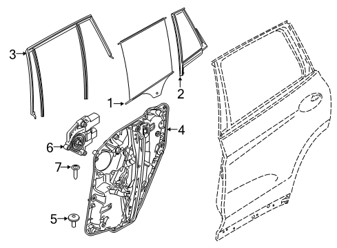 2023 BMW X3 M Glass - Rear Door Diagram