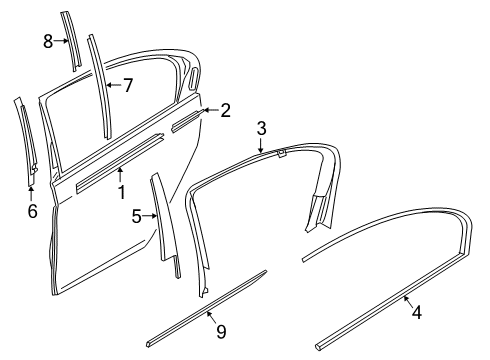 2022 BMW 750i xDrive Exterior Trim - Rear Door Diagram