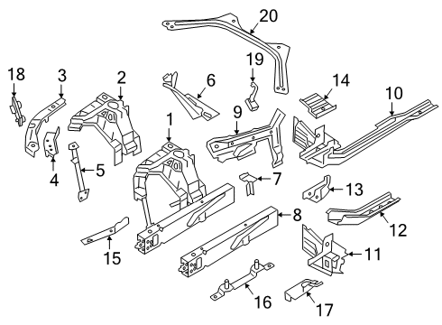 2021 BMW 330e xDrive Structural Components & Rails Diagram