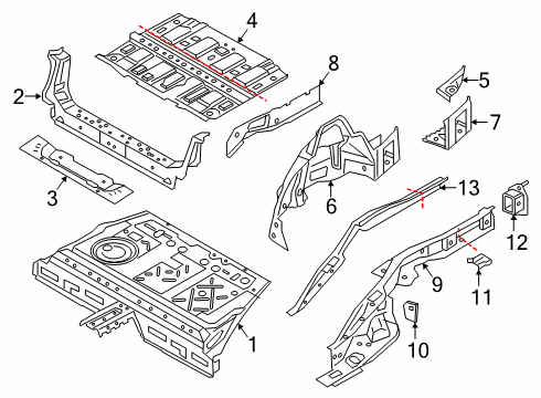 2021 BMW X2 Rear Floor & Rails Diagram