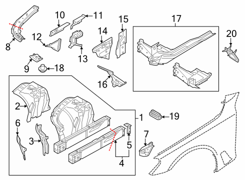 2023 BMW i7 RIGHT INTERIOR COLUMN A Diagram for 41145A37986