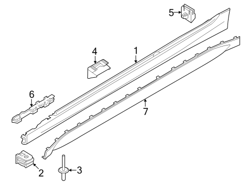 2021 BMW M3 Exterior Trim - Pillars Diagram