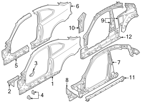 2024 BMW 230i Pillars Inner Structure, Uniside Diagram