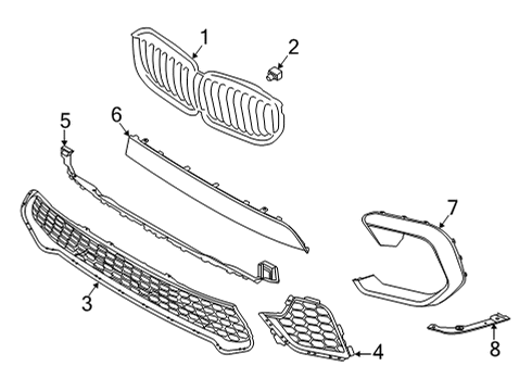 2021 BMW X6 M Grille & Components Diagram 3