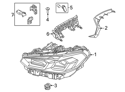 2023 BMW X4 M Headlamp Components Diagram